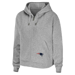 New England Patriots WEAR by Erin Andrews Women's Team Full-Zip Hoodie - Heathered Gray - NFL