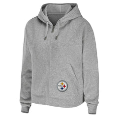 Pittsburgh Steelers WEAR by Erin Andrews Women's Team Full-Zip Hoodie - Heathered Gray - NFL