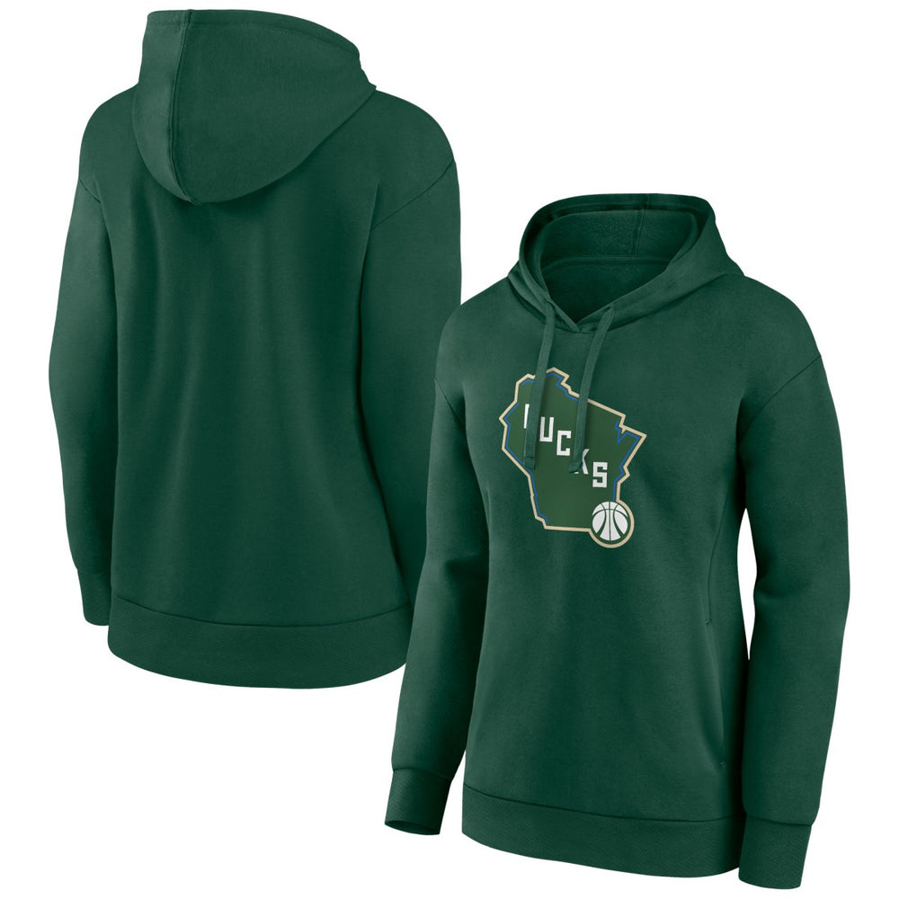 Milwaukee Bucks Women's Alternate Logo Pullover Hoodie Hunter Green