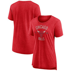 Chicago Bulls Women's Heritage Tri-Blend T-Shirt Heather Red