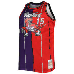 Mitchell & Ness Vince Carter Toronto Raptors Big & Tall Hardwood Classics 1998/99 Split Swingman Jersey Purple/Red