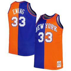 Mitchell & Ness Patrick Ewing New York Knicks Big & Tall Hardwood Classics 1991/92 Split Swingman Jersey Blue/Orange