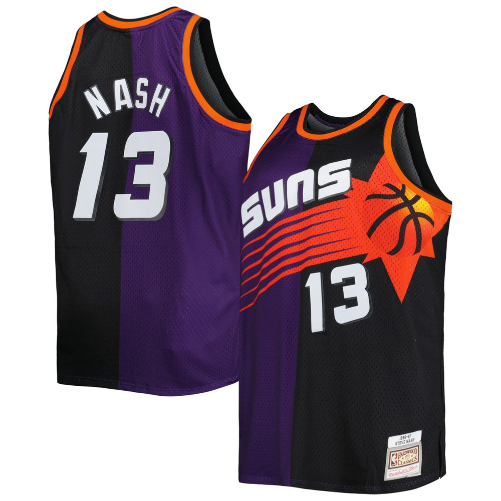 Mitchell & Ness Steve Nash Phoenix Suns Big & Tall Hardwood Classics 1996/97 Split Swingman Jersey Purple/Black