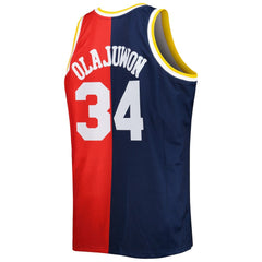 Mitchell & Ness Hakeem Olajuwon Houston Rockets Big & Tall Hardwood Classics 1993/94 Split Swingman Jersey Navy/Red