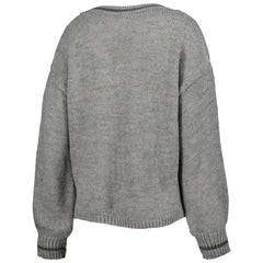 Brooklyn Nets Lusso Women's Scarletts Lantern Sleeve Tri-Blend V-Neck Pullover Sweater Gray