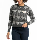Phoenix Suns Lusso Women's Basketball Love Swarovski Crystal Intarsia Pullover Sweater Charcoal