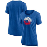 Philadelphia 76ers Women's Gradient Logo Tri-Blend T-Shirt Heather Red