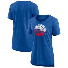 Philadelphia 76ers Women's Gradient Logo Tri-Blend T-Shirt Heather Red