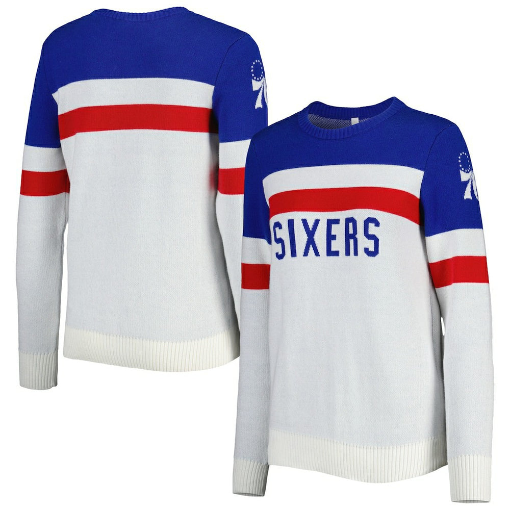 Philadelphia 76ers Lusso Women's Dominique Pullover Sweater Royal/Cream