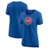 Detroit Pistons Women's Distressed Logo Tri-Blend T-Shirt Heather Blue