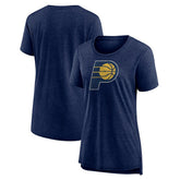 Indiana Pacers Women's Distressed Logo Tri-Blend T-Shirt Heather Navy