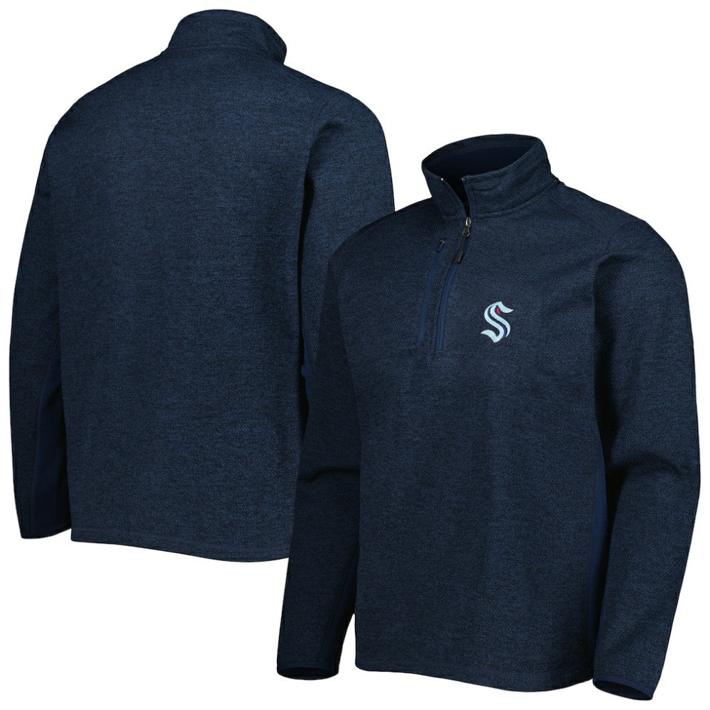Seattle Kraken Antigua Course Quarter-Zip Jacket - Heathered Deep Sea Blue | NHL on sale