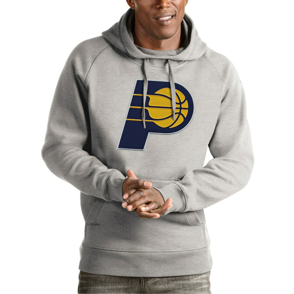 Indiana Pacers Antigua Team Logo Victory Pullover Hoodie Heather Gray