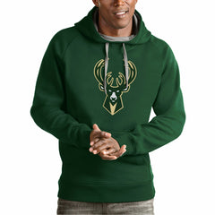 Milwaukee Bucks Antigua Team Logo Victory Pullover Hoodie Green