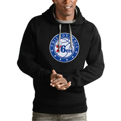 Philadelphia 76ers Antigua Team Logo Victory Pullover Hoodie Black