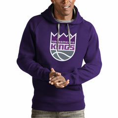 Sacramento Kings Antigua Team Logo Victory Pullover Hoodie Purple