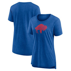 Buffalo Bills Women's Throwback Team Logo Tri-Blend T-Shirt - Heather Royal - NFL