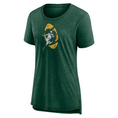 Green Bay Packers Women's Throwback Team Logo Tri-Blend T-Shirt - Heather Green - NFL