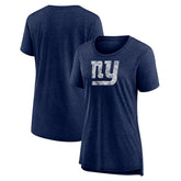New York Giants Women's Throwback Team Logo Tri-Blend T-Shirt - Heather Navy - NFL