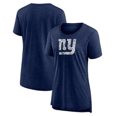 New York Giants Women's Throwback Team Logo Tri-Blend T-Shirt - Heather Navy - NFL