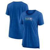 Seattle Seahawks Women's Throwback Team Logo Tri-Blend T-Shirt - Heather Royal - NFL