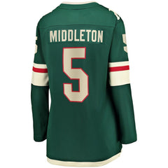 Jake Middleton Minnesota Wild Fanatics Women's Home Breakaway Player Jersey - Green | Fanatics on sale