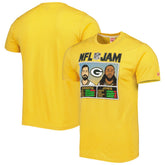 Aaron Rodgers & Aaron Jones Green Bay Packers Homage Unisex NFL Jam Tri-Blend T-Shirt - Heather Gold - NFL