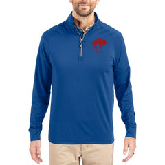 Buffalo Bills Cutter & Buck Adapt Eco Knit Stretch Recycled Big & Tall Quarter-Zip Throwback Pullover Top - Royal - NFL