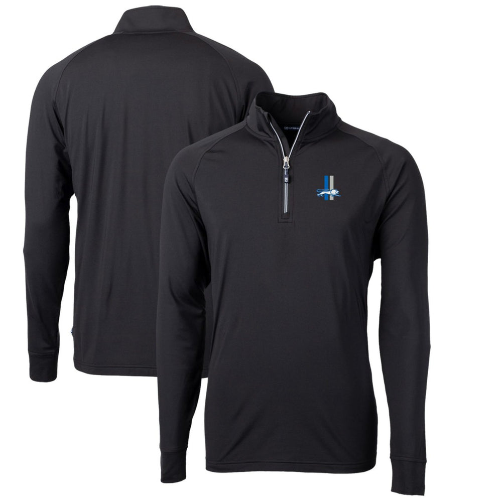 Detroit Lions Cutter & Buck Adapt Eco Knit Stretch Recycled Big & Tall Quarter-Zip Throwback Pullover Top - Black - NFL