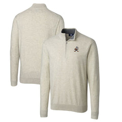 Cleveland Browns Cutter & Buck Throwback Logo Lakemont Tri-Blend Big & Tall Quarter-Zip Pullover Sweater - Oatmeal - NFL