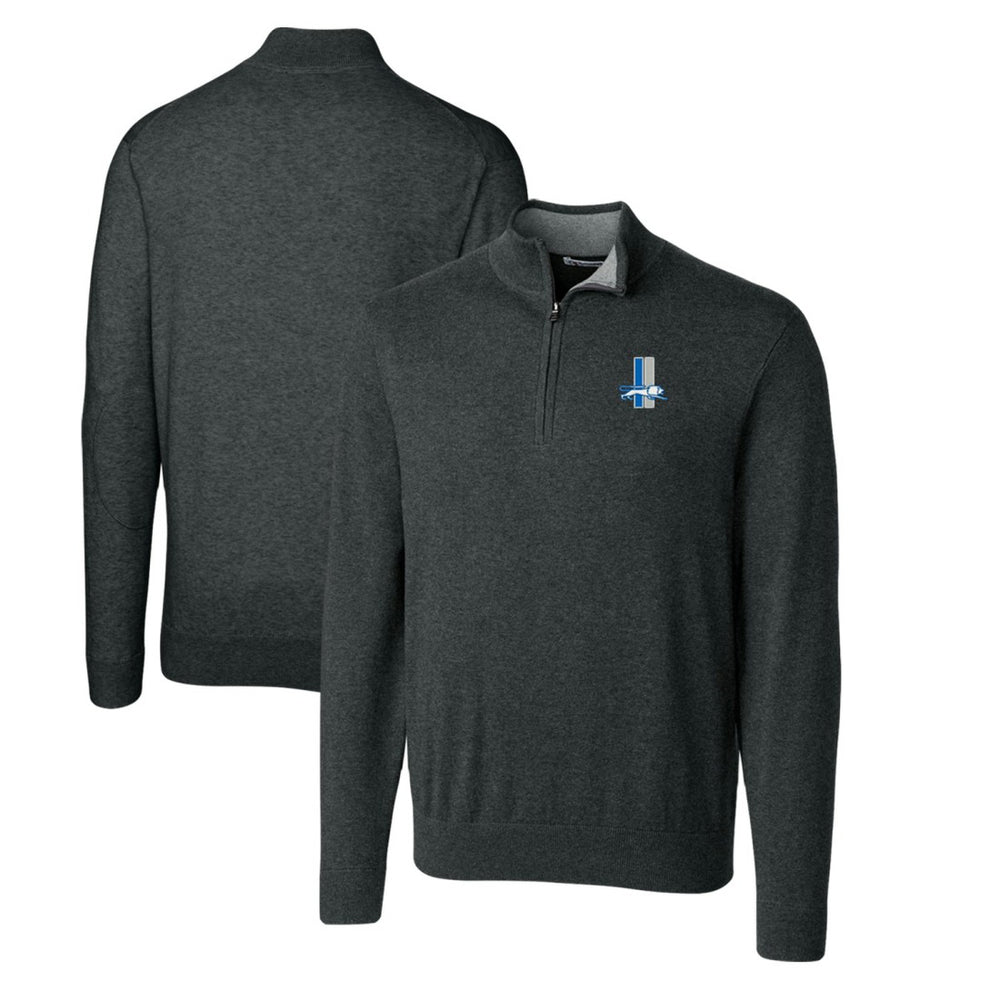 Detroit Lions Cutter & Buck Throwback Logo Lakemont Tri-Blend Big & Tall Quarter-Zip Pullover Sweater - Heather Charcoal - NFL