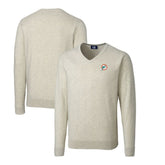 Miami Dolphins Cutter & Buck Throwback Logo Lakemont Tri-Blend Big & Tall V-Neck Pullover Sweater - Oatmeal - NFL