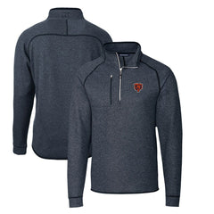 Chicago Bears Cutter & Buck Mainsail Sweater-Knit Big & Tall Half-Zip Pullover Jacket - Heather Navy - NFL