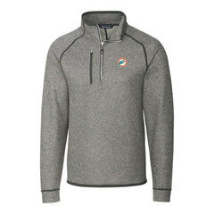 Miami Dolphins Cutter & Buck Mainsail Sweater-Knit Big & Tall Half-Zip Pullover Jacket - Heather Gray - NFL