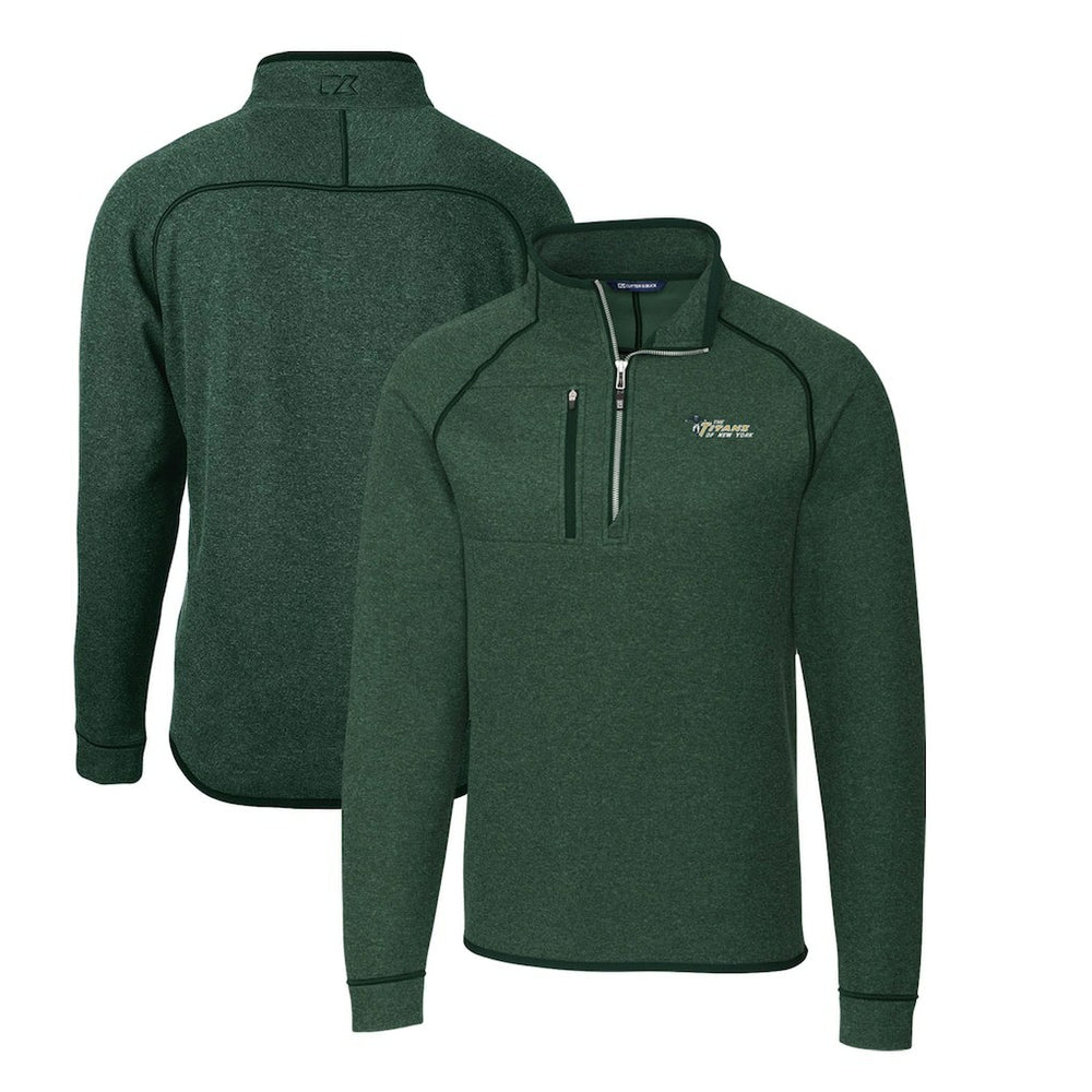 New York Jets Cutter & Buck Mainsail Sweater-Knit Big & Tall Half-Zip Pullover Jacket - Heather Green - NFL