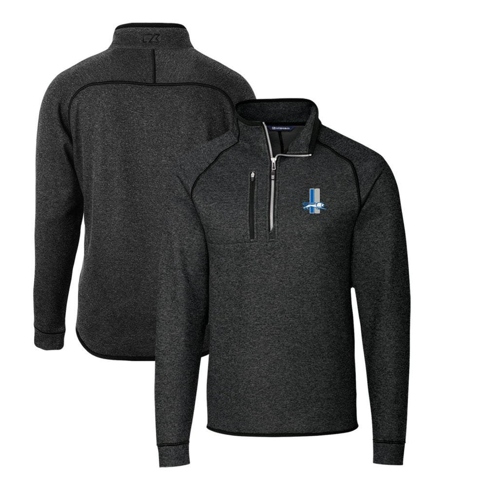 Detroit Lions Cutter & Buck Mainsail Sweater-Knit Big & Tall Half-Zip Pullover Jacket - Heather Charcoal - NFL