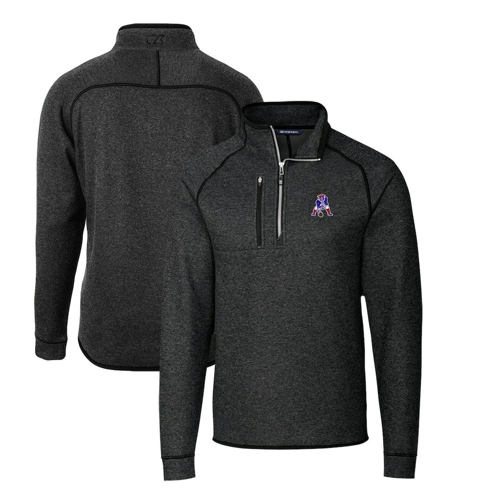 New England Patriots Cutter & Buck Mainsail Sweater-Knit Big & Tall Half-Zip Pullover Jacket - Heather Charcoal - NFL