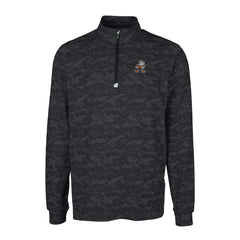 Cleveland Browns Cutter & Buck Throwback Logo Big & Tall Traverse Camo Print Stretch Quarter-Zip Pullover Top - Black - NFL