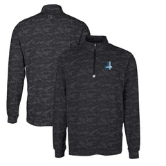Detroit Lions Cutter & Buck Throwback Logo Big & Tall Traverse Camo Print Stretch Quarter-Zip Pullover Top - Black - NFL