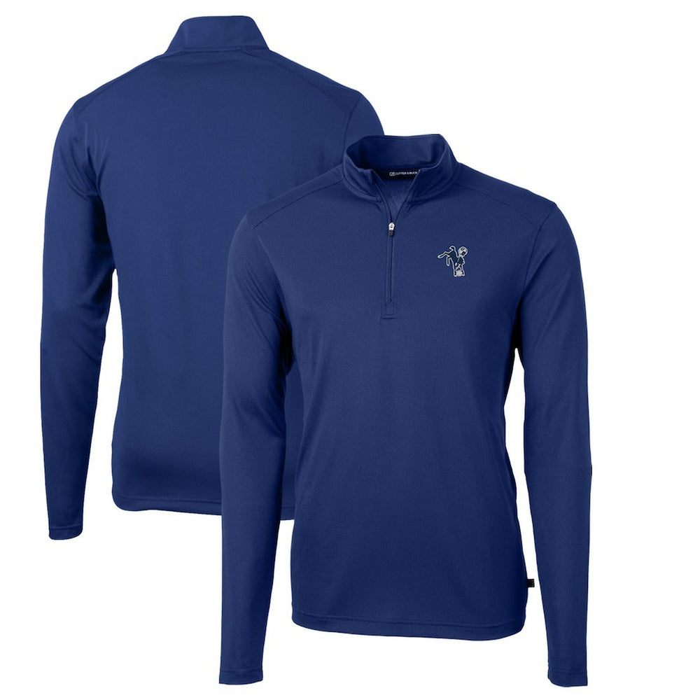Indianapolis Colts Cutter & Buck Throwback Logo Virtue Eco Pique Recycled Quarter-Zip Big & Tall Pullover Top - Royal - NFL
