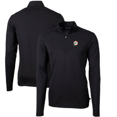 Miami Dolphins Cutter & Buck Throwback Logo Virtue Eco Pique Recycled Quarter-Zip Big & Tall Pullover Top - Black - NFL