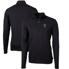 Atlanta Falcons Cutter & Buck Throwback Logo Virtue Eco Pique Recycled Quarter-Zip Big & Tall Pullover Top - Black - NFL