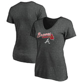 Atlanta Braves Women's Team Lockup V-Neck T-Shirt Sale