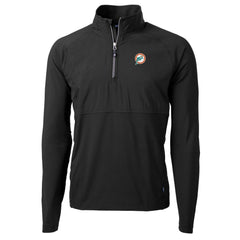 Miami Dolphins Cutter & Buck Adapt Eco Knit Hybrid Recycled Quarter-Zip Throwback Pullover Top - Black - NFL
