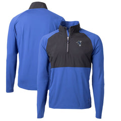 Indianapolis Colts Cutter & Buck Adapt Eco Knit Hybrid Recycled Quarter-Zip Throwback Pullover Top - Royal/Black - NFL