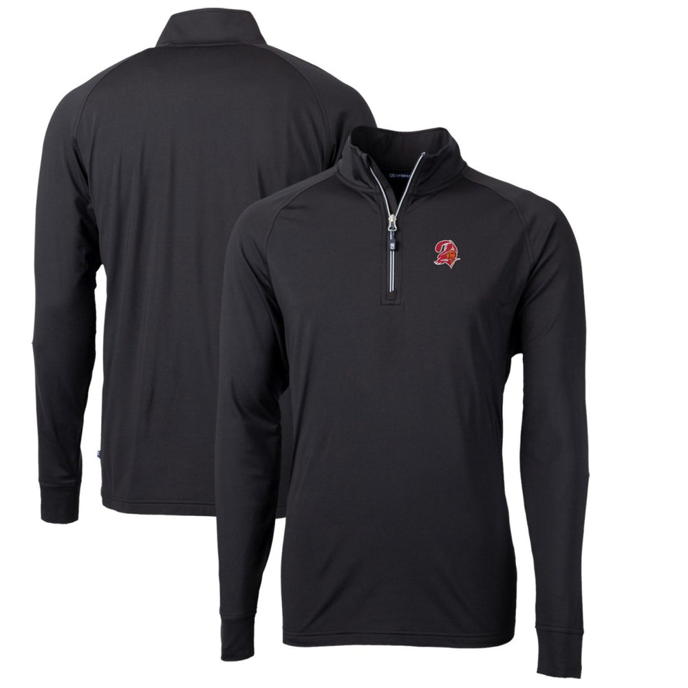 Tampa Bay Buccaneers Cutter & Buck Adapt Eco Knit Stretch Recycled Quarter-Zip Throwback Pullover Top - Black - NFL