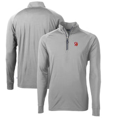 Tampa Bay Buccaneers Cutter & Buck Adapt Eco Knit Stretch Recycled Quarter-Zip Throwback Pullover Top - Pewter - NFL