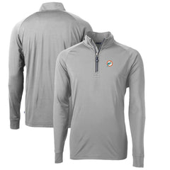 Miami Dolphins Cutter & Buck Adapt Eco Knit Stretch Recycled Quarter-Zip Throwback Pullover Top - Gray - NFL