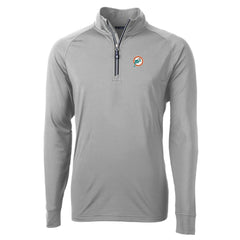 Miami Dolphins Cutter & Buck Adapt Eco Knit Stretch Recycled Quarter-Zip Throwback Pullover Top - Gray - NFL