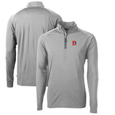 Denver Broncos Cutter & Buck Adapt Eco Knit Stretch Recycled Quarter-Zip Throwback Pullover Top - Gray - NFL